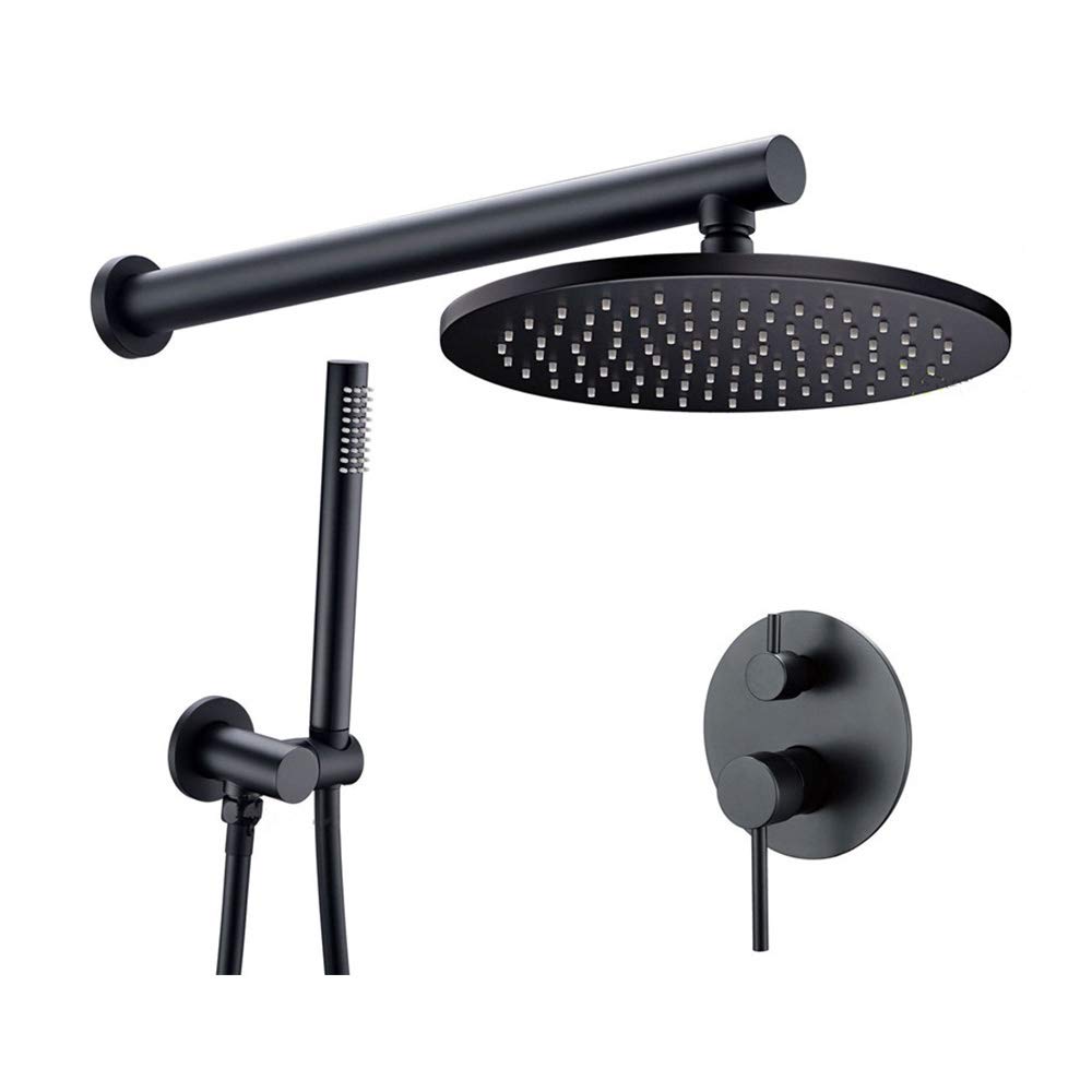 Système de douche noir encastrable de haute qualité avec ciel de pluie