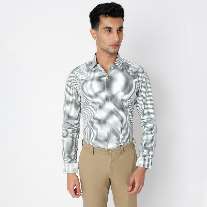 Image of MARK & ALBERT 100% Cotton Full Sleeves Regular Fit Formal Shirt for Men Blue