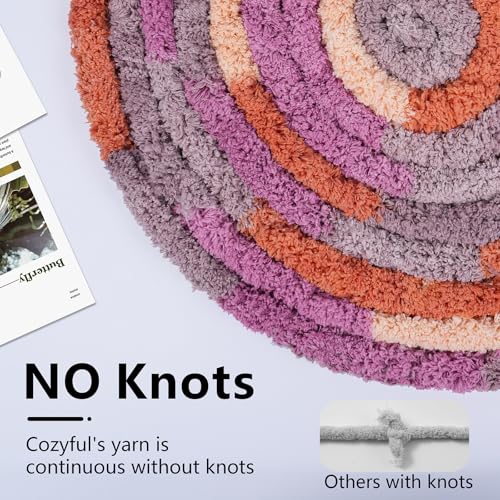 Image of Cozyful Chunky Yarn for Hand Knitting - #10 Chunky Chenille Blanket Yarn, Jumbo Big Thick Chunky Yarns for Crocheting, Tie Dye Bulky Knit Yarns, 8 Skein (20 yds 8 oz Each Skein), Purple & Orange