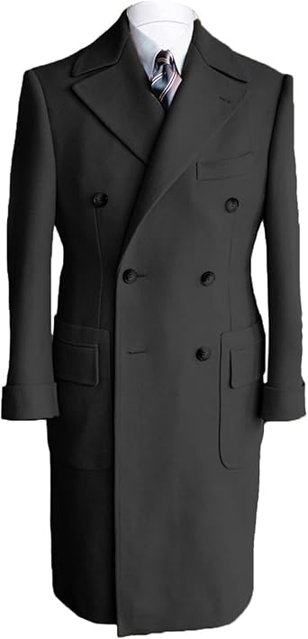 Men Woolen Coat Double Breasted Notch Lapel Camel Tweed Winter Jacket Keen-Long Slim Fit Overcoat