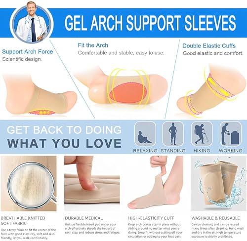Image of Foot Care Plantar Fasciitis Arch Support Sleeves For Foot Pain, Muscle Relaxation With Soft Neoprene Cushion, Flat Foot Arch Support For Men & Women Feet Orthopedic Pad,Free Size-1 Pair