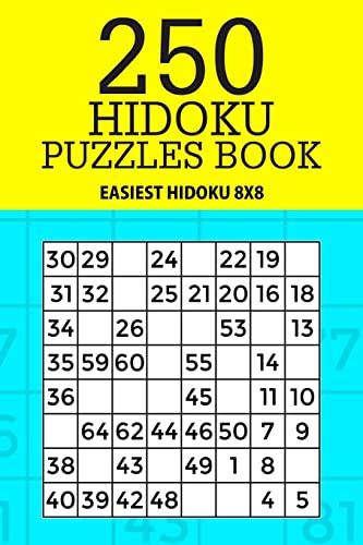 250 Hidoku Puzzle Book: Easiest Hidoku 8x8 (Hidoku Collection)