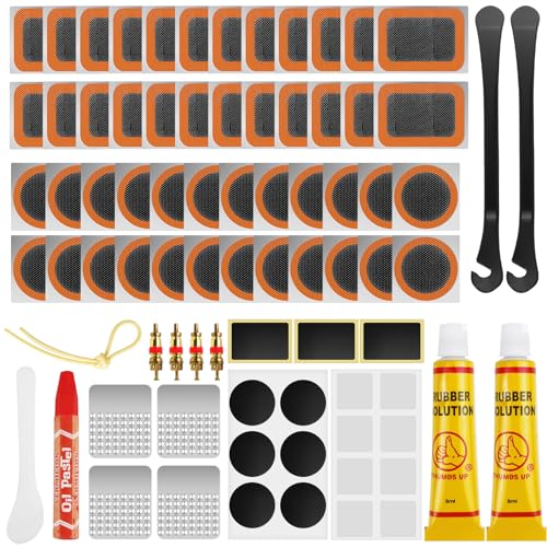 Bohoray Parches Bicicleta, 105 Piezas Kit de Reparación de Pinchazos de Neumáticos de Bicicleta con 14 Parches Autoadhesivos para Neumáticos para Bicicletas de Carretera, de Montaña o de Paseo