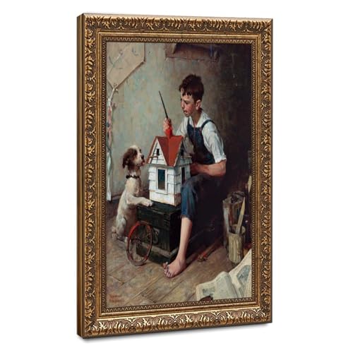 Impression sur toile The Little House Norman Rockwell cadre suspendu 50x75 cm