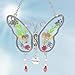 Grandma Butterfly Floral Suncatcher with Pressed Flower Wings and Heart Charm - Measures 4 1/4
