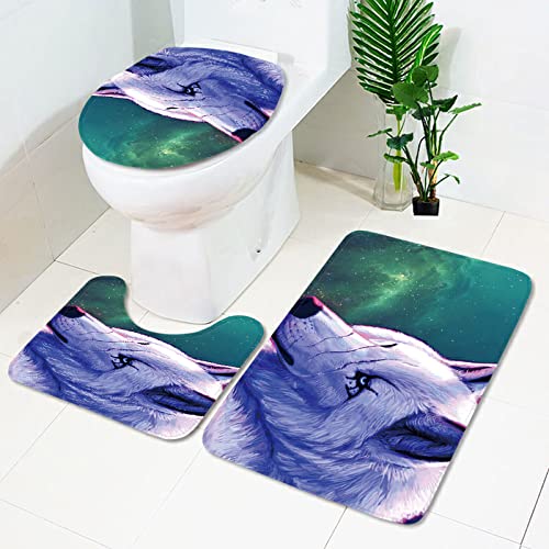 Badematten Set 3 teilig,Toilettenmatte Set,3er Badgarnitur Badezimmer Matte Set Dusch Bade Matte Vorleger Teppich 3D…