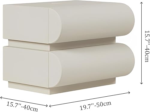 Miniatura 2 de HIMAmonkey Mesita de noche con 2 cajones, mesita de noche con cuero de microfibra, mesita de noche de moda para dormitorio, no requiere montaje