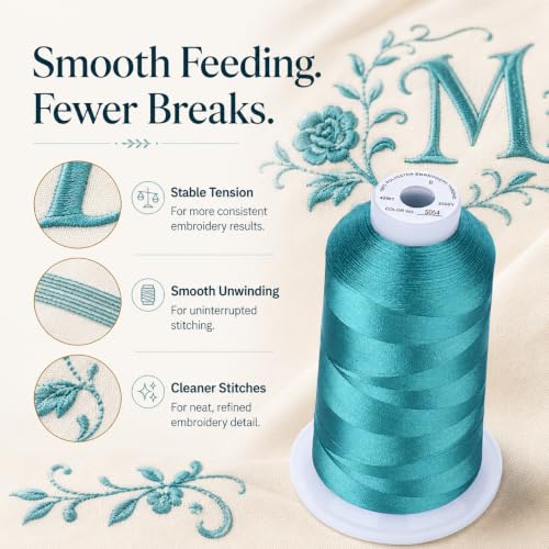 Image of Simthread 5000M 40WT Polyester Embroidery Thread, Caribbean Blue S054 | 5000M 40WT polyester thread feeds smoothly for machine embroidery, monograms, logos, patches and quilting.