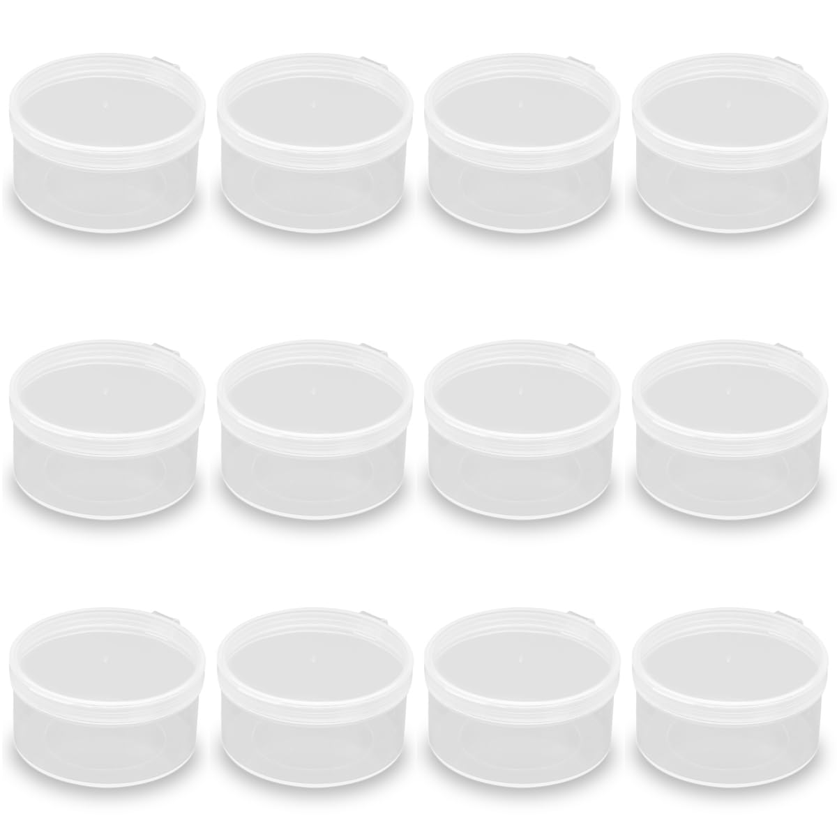 24 PACK 1.18 oz Empty Round Transparent Plastic Bead Jar (2.05 x 1.06 Inch), Plastic Round Beads Storage Containers Box for Fishing Tackles and Small Items and Other Craft Projects
