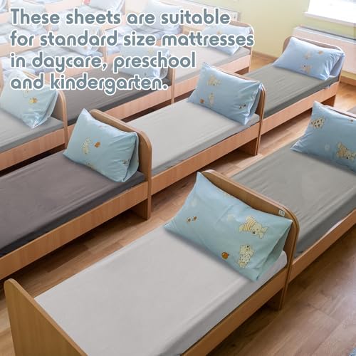 Image of VitalCozy 20 Pack Baby Crib Sheets for Boys and Girls, Fitted Cotton Daycare Crib Sheets, Breathable Microfiber Toddler Bed Mat Sheet for Standard Mattress Daycare Nap Mat, 24 x 48 Inch(Grey)