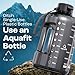 AQUAFIT 1 Gallon Water Bottle with Time Marker - Straw & Chug Lid - BPA Free Gym Water Bottle with Straw - Big Gallon Jug (Gray, 128 oz - 2 Lids)