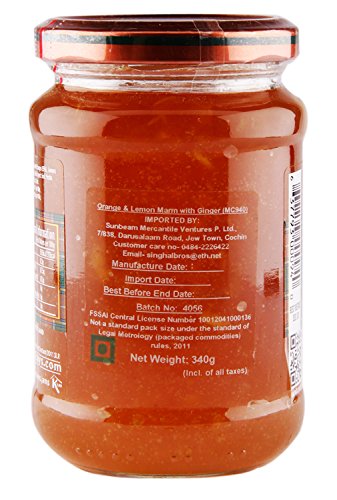 Image of Mackays Orange, Lemon & Ginger Marmalade Jam 340gm | Imported from Scotland | Made with Whole Fruits | Vegan | Gluten-Free | No Artificial Colors or Preservatives (Pack of 2)