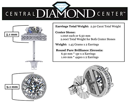 Round Halo Birthstone Stud Earrings 6.5mm Sterling Silver Pure Brilliance Zirconia & Simulated Gemstones2