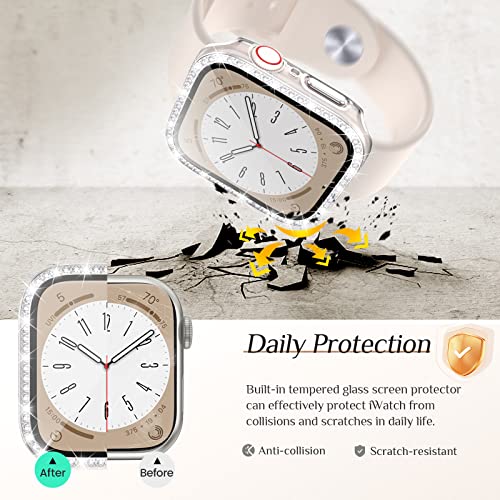 Goton 2 Stück Bling Schutzhülle für Apple Watch Displayschutzfolie 44 mm SE 3/2/1, Serie 6 5 4… – Ansicht 4