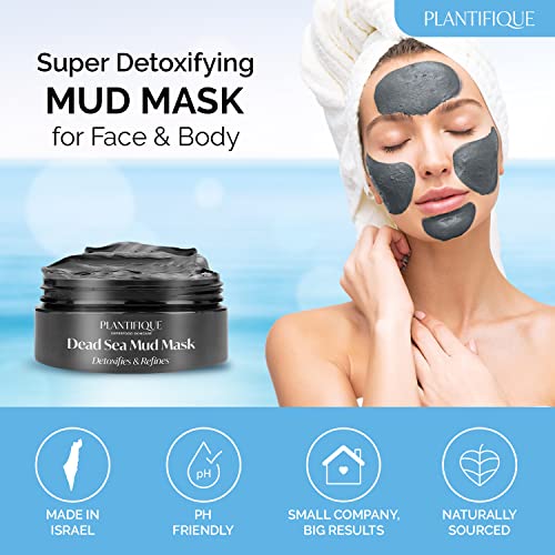 PLANTIFIQUE Rose Quartz Roller and Gua Sha Set Dead Sea Mud Mask for