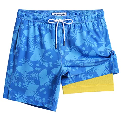 Image of maamgic Mens Swim Trunks with Compression Liner 7 Inch Inseam Mens Bathing Suit Quick Dry Swimming Trunks Swimsuit