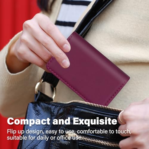 Image of RFID Blocking Wallet - Minimalist Leather Business Credit Card Holder (PW-Wine Red)