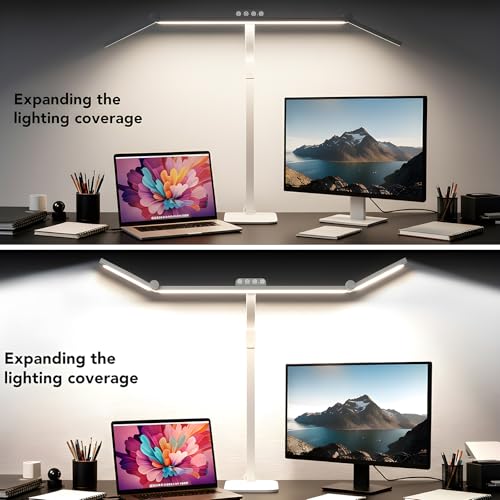Image of LED Desk Lamp for Home Office with Base, 28.2 inch Adjustable Gooseneck Swing Arm Bright Desk Light, Dimmable Architect Table Lamp for Desktop Computer Light, Reading, Study, Workbench(White)