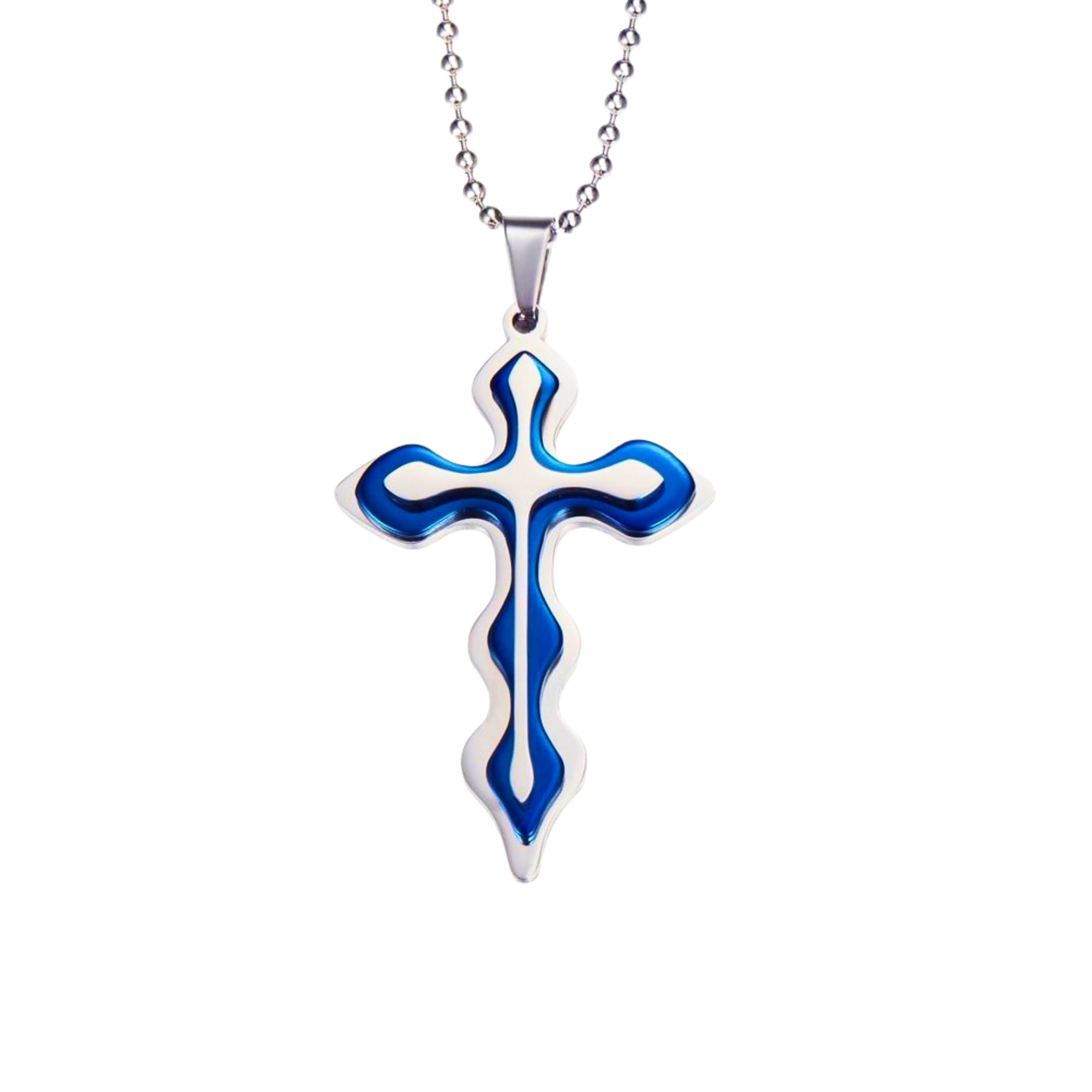 the men thing THE MAN THING OCEAN FAITH CROSS - 37mm Titanium Steel Pendant with 21inch Round Ball 4mm Chain for Men & Boys-picture-11