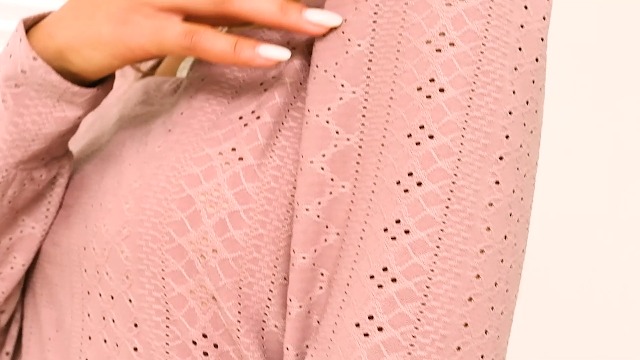 women eyelet long sleeve tops