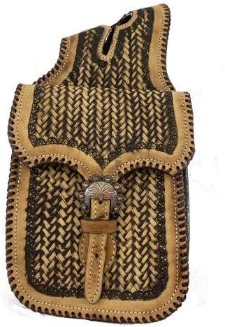 Showman Two Tone Basket Tooled Leather Horn Bag