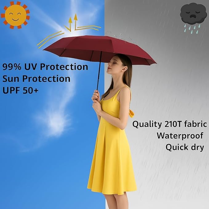 Image of TEKCOOL Umbrella, UV Big Size Umbrella for Sun Protection Rain Windproof Strong Large 3 Fold For Men Women Kids Boys Girls Perfect & Stylish Windproof & Compact''