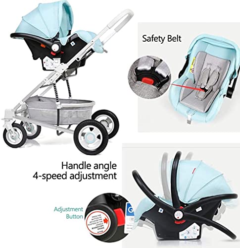 Zhiding Babykar 3 in 1 opvouwbare buggy 56-wheeler, kinderwagen met extra grote luchtwielen, voor kinderen schakelbare fietswalking, lange reis voor pasgeboren en peuter (Color : Green) - Afbeelding 7