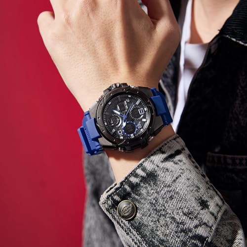 Image of V2A Styrke 5110 Analog Digital Watch for Men | Hybrid Multi Display Dial | Alarm Stopwatch Day Date 12 /24 Hr | TPU Strap | 30M Water Resistant