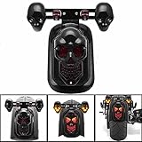 TEBOCR Motorcycle Skull Tail Light Integrated Turn Signal Skull Shape Black Casing Amber LED Brake...