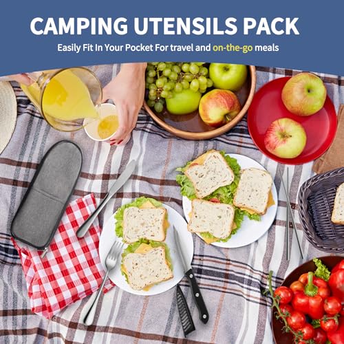 Logcow Portable Travel Utensils Set,Reusable Utensils,Travel Camping Cutlery Set,Stainless Steel Flatware Set With Case,Lunch Boxes Workplace Camping School Picnic thumb #2