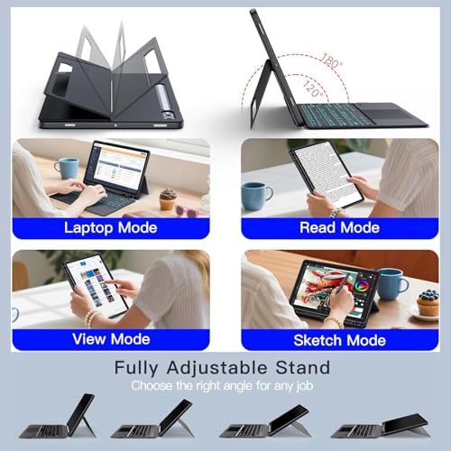 Image of for Samsung Galaxy Tab S10 FE | S10 Lite Keyboard Case 10.9 inch, S Pen Holder, 7 Color Backlit Keyboard with Trackpad, Detachable Cover with Adjustable Viewing Angle Stand for Tablet S9 FE | S9