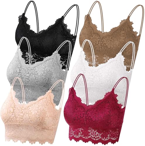 Leezepro Damen BH 6er Pack Ohne Bügel Push up Crop Top Sexy Bustier Spitze...
