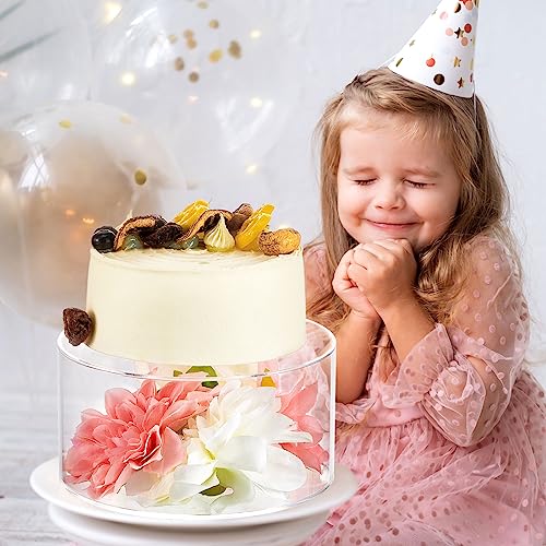 Sintuff 3 Pcs Acrylic Cake Stand with LED Lights 7‘’, 9‘’, 11‘’ Clear Fillable Cake Riser Round 3 Tier Case Box for Wedding Birthday Holiday Party Food Display, 3 Sizes