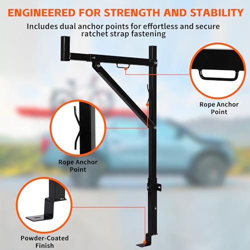 Image of MAXXHAUL Heavy Duty Truck Ladder Rack - Side Mount Alloy Steel, Adjustable 19-34 Inch Arms, 250 lb Capacity, Powder Coat Finish (70233)