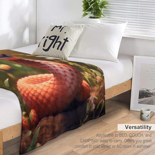 Couverture en flannel douce anti-pilling avec motif serpent 3D
