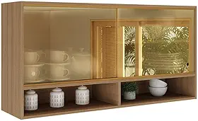 Armário Aéreo 120cm com Portas de Vidro Paris Multimóveis Mp2213 Rustic