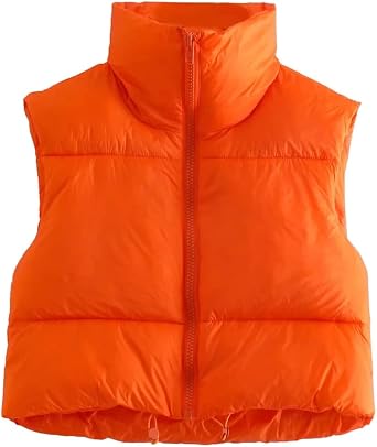 KEOMUD Womens Winter Crop Vest Lightweight Sleeveless Warm Outerwear Puffer Vest Padded Gilet