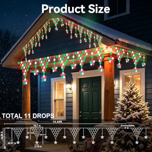 Christmas Lights Outdoor, 218 LED Christmas String Lights, 13.8ft Outdoor... - Image 4