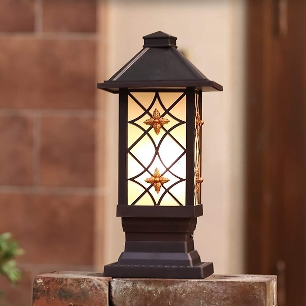 Victoria Lampada a Colonna in Vetro per Esterni retrò Europea IP54 Lampada a Colonna Impermeabile Decorazione Gazebo Giardino Cortile Recinzione in Alluminio E27 Lanterna a Muro