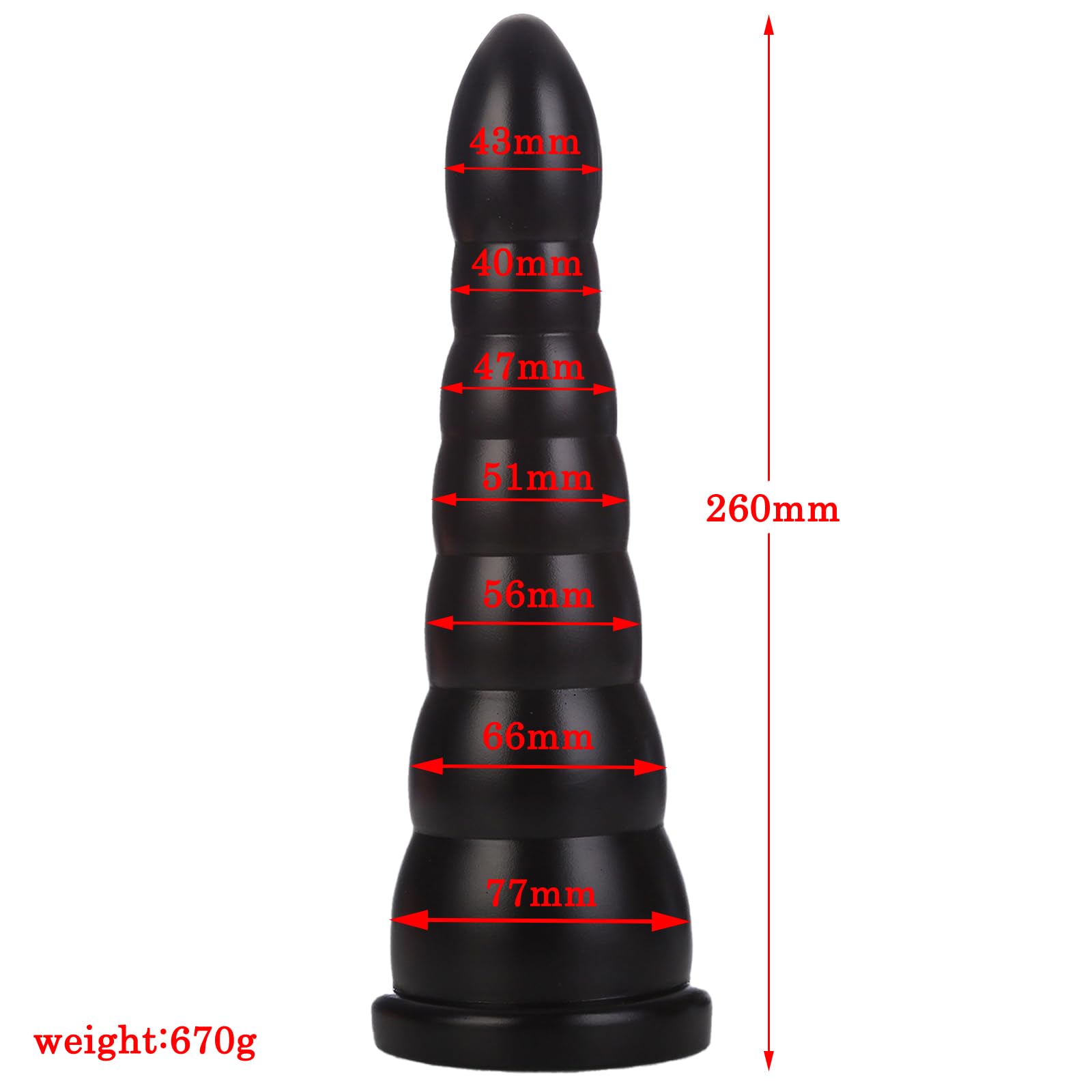 BDSMJOY Extra grande plug anal Plug Anal con 7 Bolas,Ø43~77 MM Expansión gradual consoladores juguetes sexuales,sexo extremo con fisting (Negro)