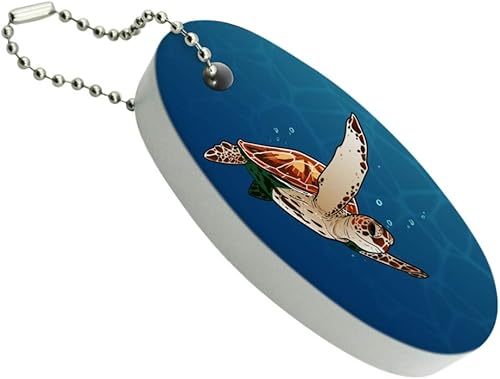 GRAPHICS & MORE Llavero flotante de tortuga marina que nade en el océano, flotador ovalado de espuma para barco de pesca