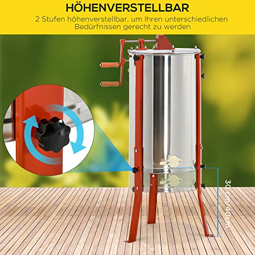 Outsunny Honigschleuder aus Edelstahl mit Handkurbel verstellbaren Beinen manuell für 3 Waben Ø54 x 115 cm – Bild 7