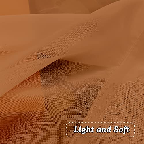 Image of OVZME Orange Sheer Curtains 36 inches Long, Short Kitchen Window Treatment Solid Sheers Cafe Curtains Bathroom Voile Half Window Panels, Rod Pocket, 42 inch Wx36 L