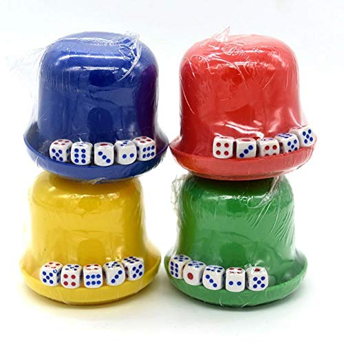 Lipfer Tasse À Dés en Plastique 5 Pièces, Jeu De Société, Boîte À Dés, Jeux De Table, Jeu De Société À Boire, Cadeau De Fête, Couleur Aléatoire