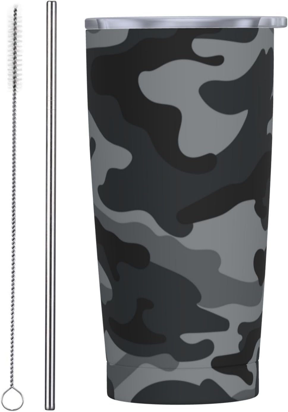 CHASOEA Camo Tumbler 20oz Grey Stainless Steel Insulated Tumblers with Lid and Straw Travel Coffee Mug Tea Wine Cups Water Bottle Gifts for Women