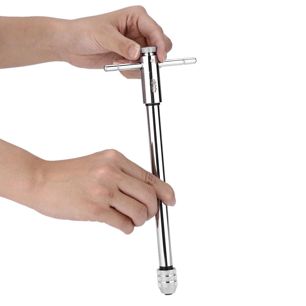 Haofy Maniglia T Regolabile per Giramaschi M3-M12 Acciaio Cromato Antiscivolo con Azione a Cricchetto per Officina Fai da Te Industria Artigianato Lavorazione Metallo Utensili Maniglie a Cricchetto