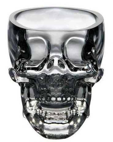 Vaso de chupito con forma de calavera y cabeza de cristal