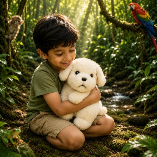 Image of 25cm Dog Plush Soft Toy Cute Kids Animal Home Decor Boys /Girls /Baby Soft and Cuddly White Puppy Stuffed Toy