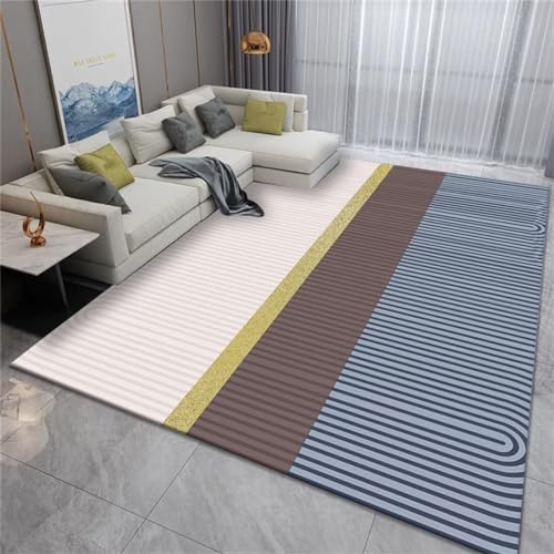 Tapis de salon bleu gris 60x120 cm au design géométrique moderne