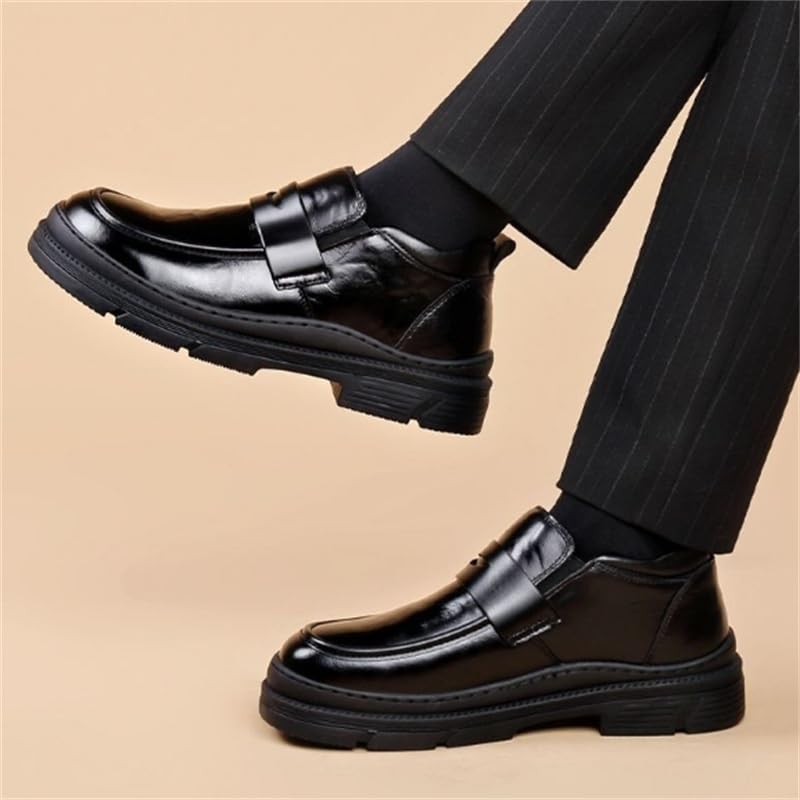 Men's Business Oxford Shoes High Top Warm Shoes Round Lace-up Non-Slip wear-Resistant Comfortable Breathable Outdoor Rubber Cotton Shoes for Men2